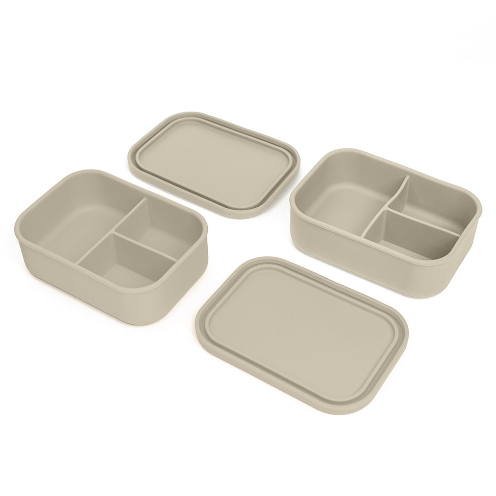 Silicone Bento Box with Lid – Oatmeal