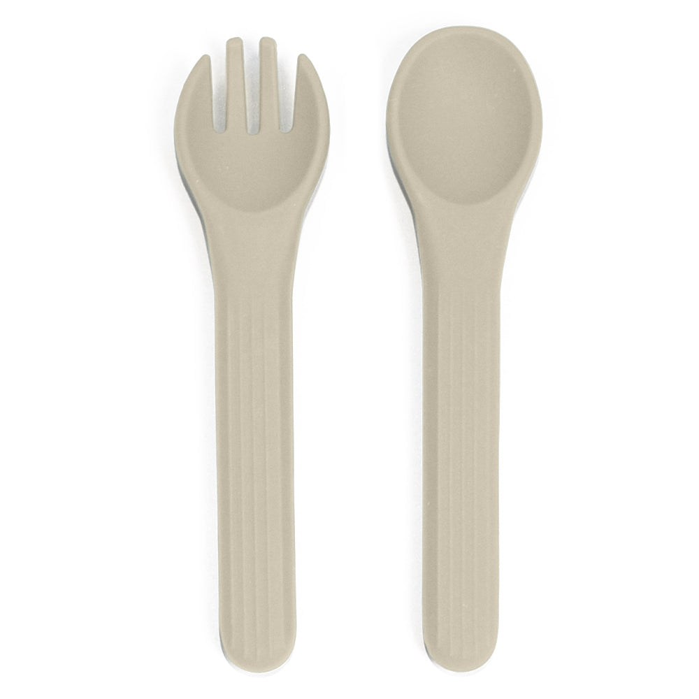 Silicone Spoon & Fork Set – Oatmeal