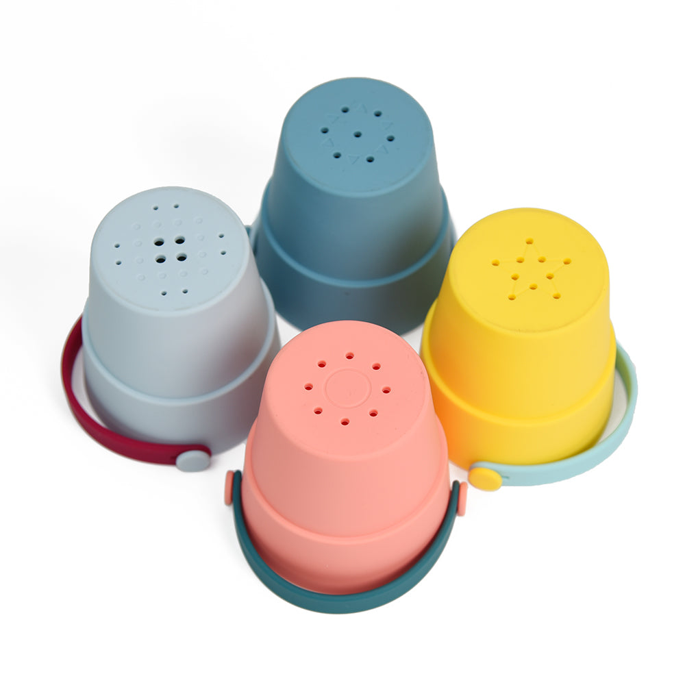 4-Pack Silicone Buckets – Bath, Beach & Water Play