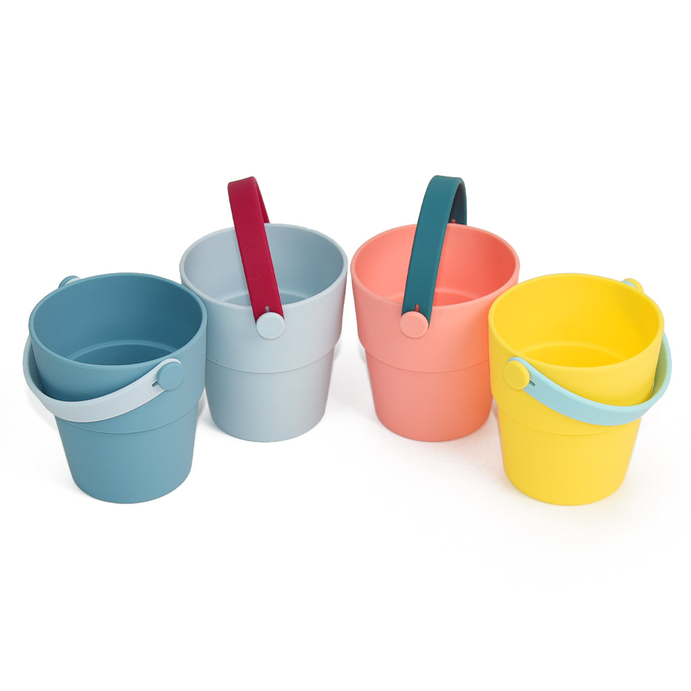 4-Pack Silicone Buckets – Bath, Beach & Water Play