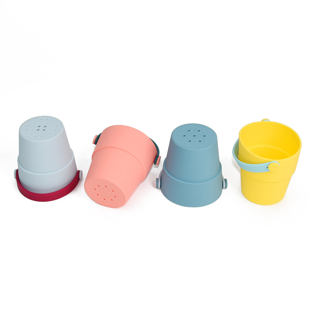 4-Pack Silicone Buckets – Bath, Beach & Water Play