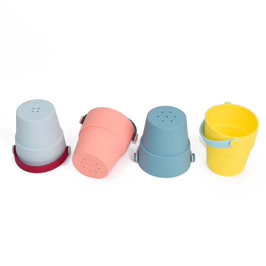 4-Pack Silicone Buckets – Bath, Beach & Water Play