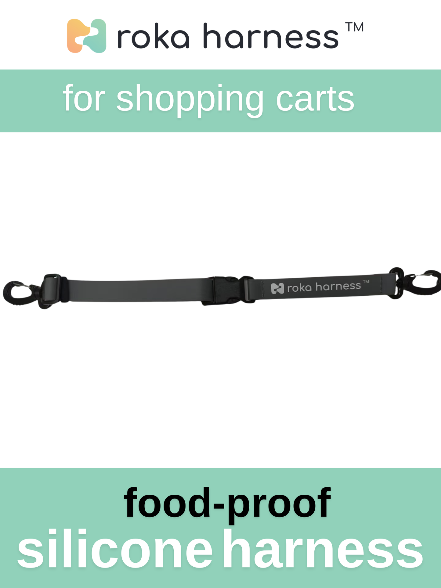 Silicone Shopping Cart Harness - 2 point Grey